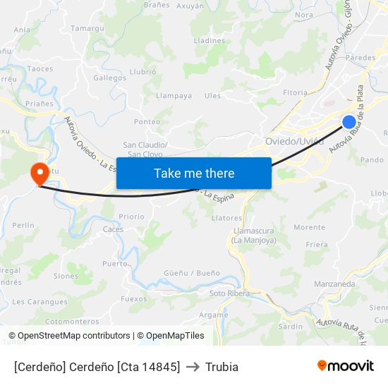 [Cerdeño]  Cerdeño [Cta 14845] to Trubia map