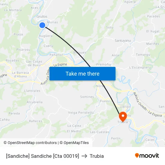 [Sandiche]  Sandiche [Cta 00019] to Trubia map