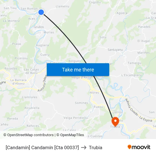 [Candamín]  Candamín [Cta 00037] to Trubia map
