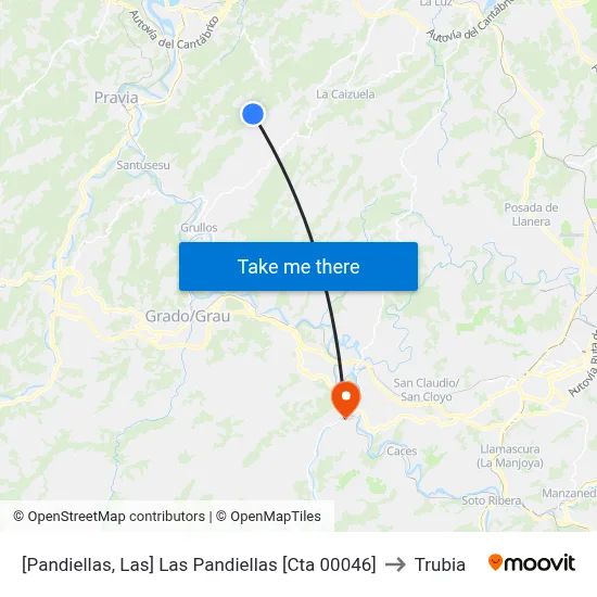 [Pandiellas, Las]  Las Pandiellas [Cta 00046] to Trubia map
