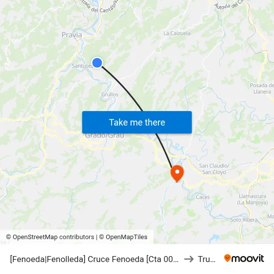 [Fenoeda|Fenolleda]  Cruce Fenoeda [Cta 00058] to Trubia map
