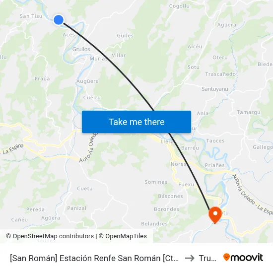 [San Román]  Estación Renfe San Román [Cta 00061] to Trubia map