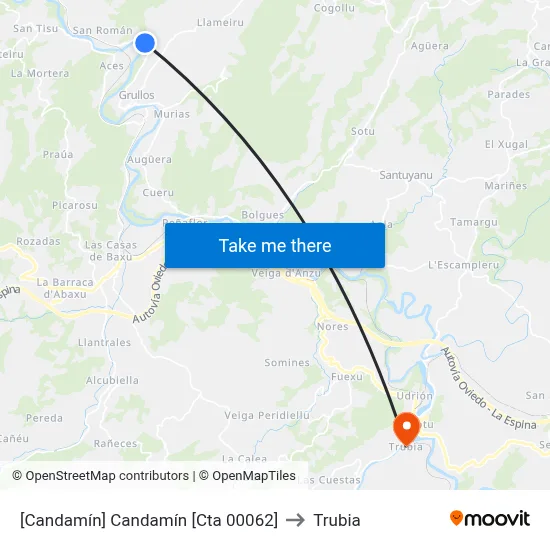 [Candamín]  Candamín [Cta 00062] to Trubia map