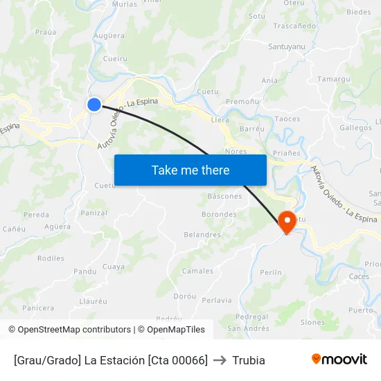 [Grau/Grado]  La Estación [Cta 00066] to Trubia map
