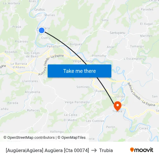[Augüera|Agüera]  Augüera [Cta 00074] to Trubia map