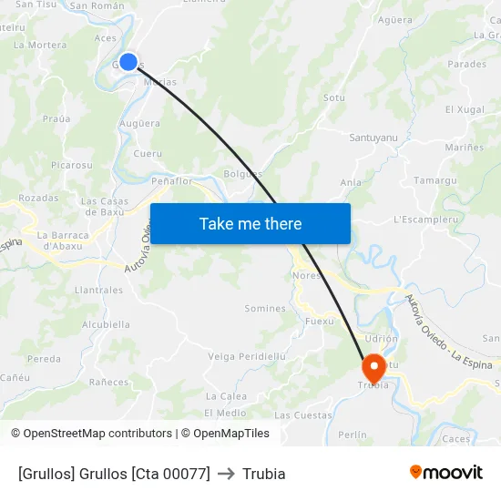 [Grullos]  Grullos [Cta 00077] to Trubia map