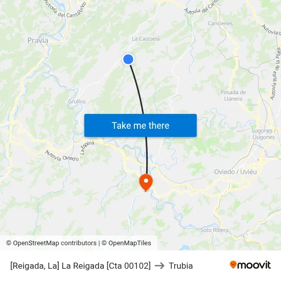 [Reigada, La]  La Reigada [Cta 00102] to Trubia map
