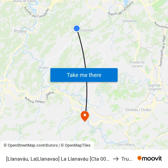 [Llanaváu, La|Llanavao]  La Llanaváu [Cta 00106] to Trubia map
