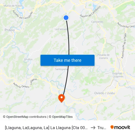 [Llaguna, La|Laguna, La]  La Llaguna [Cta 00122] to Trubia map