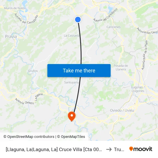 [Llaguna, La|Laguna, La]  Cruce Villa [Cta 00126] to Trubia map