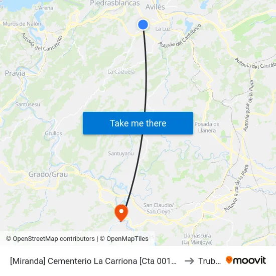 [Miranda]  Cementerio La Carriona [Cta 00136] to Trubia map
