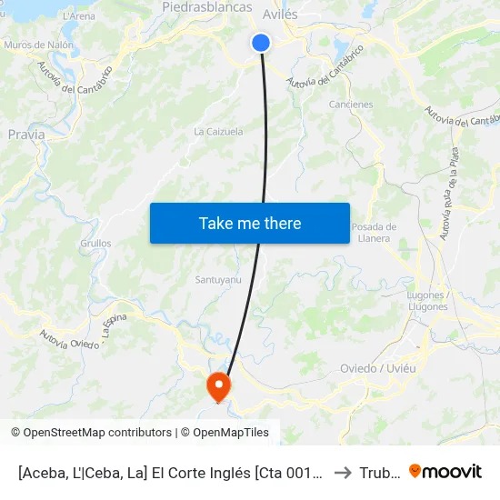 [Aceba, L'|Ceba, La]  El Corte Inglés [Cta 00140] to Trubia map