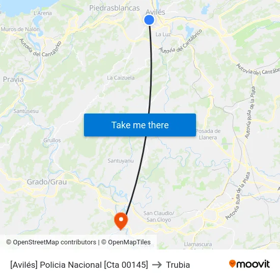 [Avilés]  Policia Nacional [Cta 00145] to Trubia map