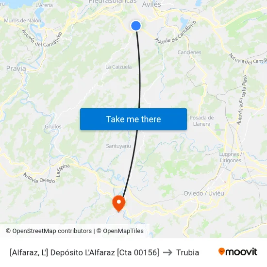 [Alfaraz, L']  Depósito L'Alfaraz [Cta 00156] to Trubia map