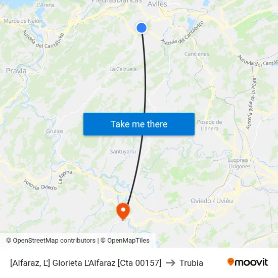 [Alfaraz, L']  Glorieta L'Alfaraz [Cta 00157] to Trubia map
