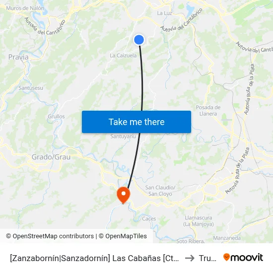 [Zanzabornín|Sanzadornín]  Las Cabañas [Cta 00193] to Trubia map