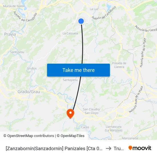 [Zanzabornín|Sanzadornín]  Panizales [Cta 00194] to Trubia map