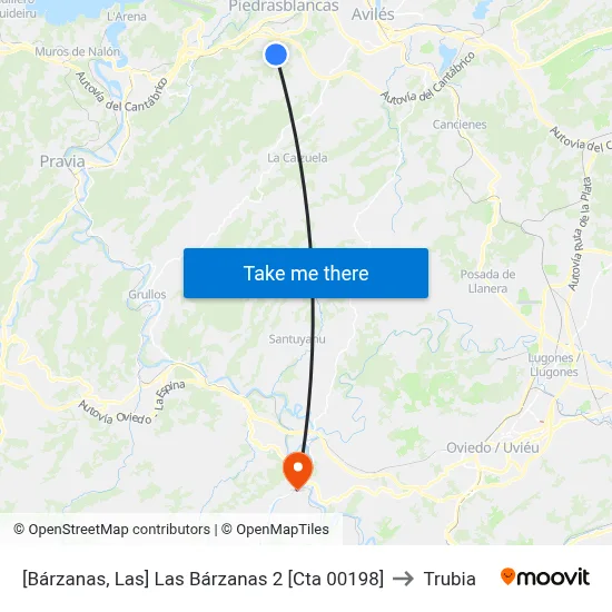 [Bárzanas, Las]  Las Bárzanas 2 [Cta 00198] to Trubia map