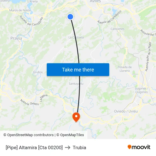[Pipe]  Altamira [Cta 00200] to Trubia map