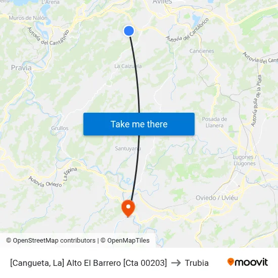 [Cangueta, La]  Alto El Barrero [Cta 00203] to Trubia map