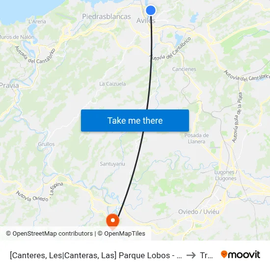 [Canteres, Les|Canteras, Las]  Parque Lobos - Edersa [Cta 00214] to Trubia map