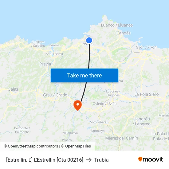 [Estrellín, L']  L'Estrellín [Cta 00216] to Trubia map