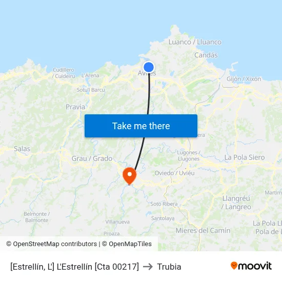 [Estrellín, L']  L'Estrellín [Cta 00217] to Trubia map