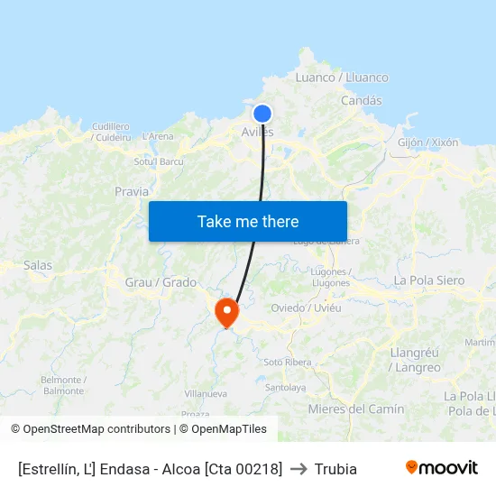 [Estrellín, L']  Endasa - Alcoa [Cta 00218] to Trubia map