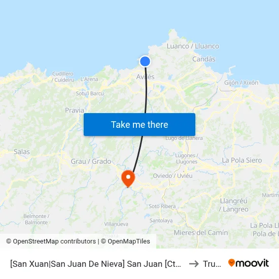 [San Xuan|San Juan De Nieva]  San Juan [Cta 00226] to Trubia map