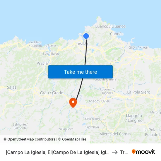 [Campo La Iglesia, El|Campo De La Iglesia]  Iglesia Laviana [Cta 00233] to Trubia map