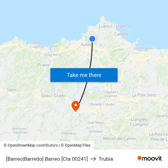 [Barreo|Barredo]  Barreo [Cta 00241] to Trubia map