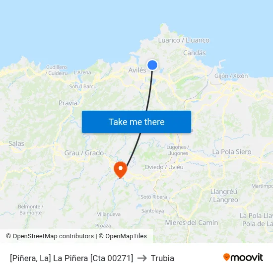 [Piñera, La]  La Piñera [Cta 00271] to Trubia map