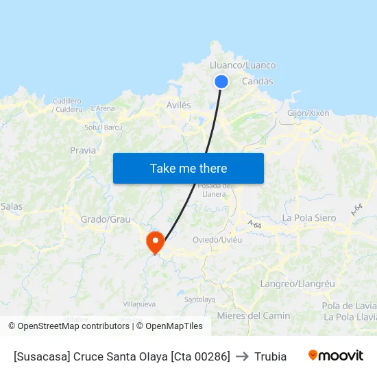 [Susacasa]  Cruce Santa Olaya [Cta 00286] to Trubia map