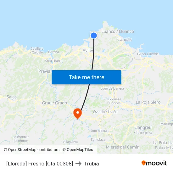 [Lloreda]  Fresno [Cta 00308] to Trubia map
