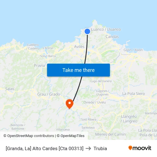 [Granda, La]  Alto Cardes [Cta 00313] to Trubia map