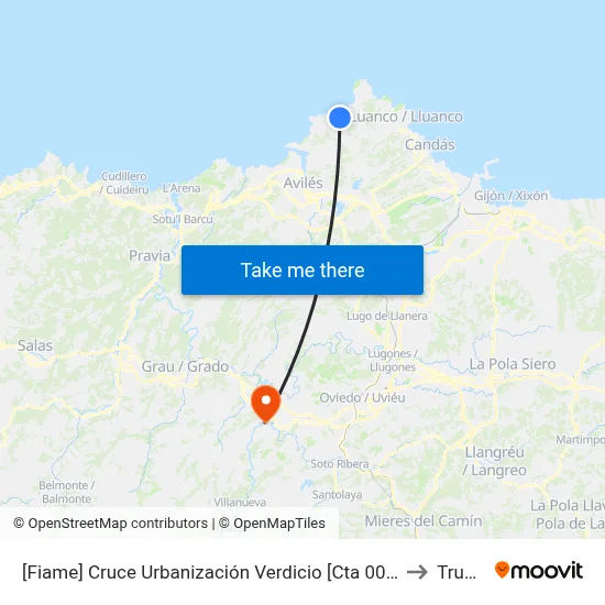 [Fiame]  Cruce Urbanización Verdicio [Cta 00315] to Trubia map