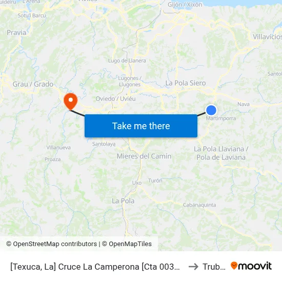 [Texuca, La]  Cruce La Camperona [Cta 00369] to Trubia map