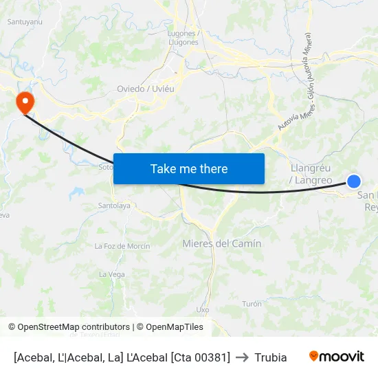 [Acebal, L'|Acebal, La]  L'Acebal [Cta 00381] to Trubia map