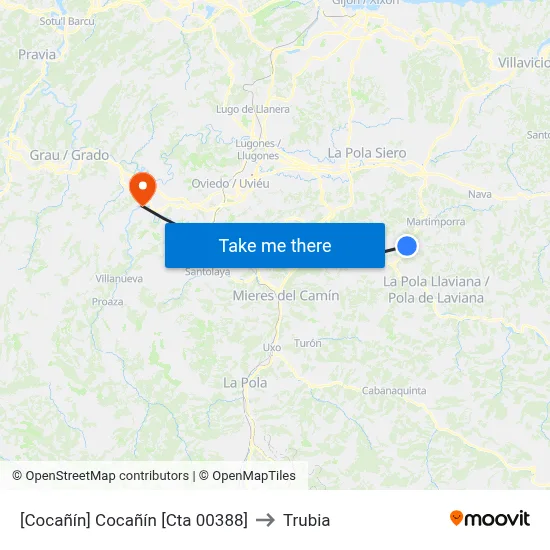 [Cocañín]  Cocañín [Cta 00388] to Trubia map