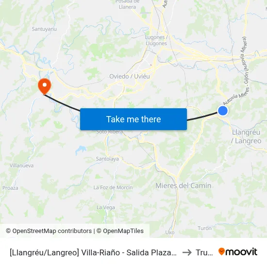 [Llangréu/Langreo]  Villa-Riaño - Salida Plaza [Cta 00405] to Trubia map