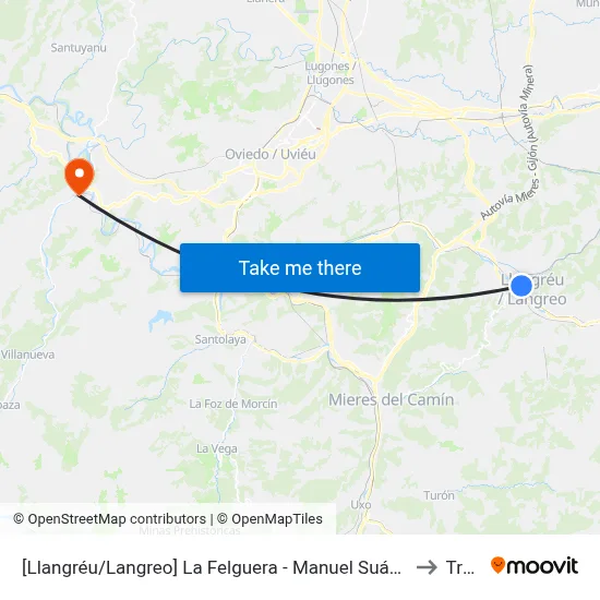 [Llangréu/Langreo]  La Felguera - Manuel Suárez García [Cta 00420] to Trubia map