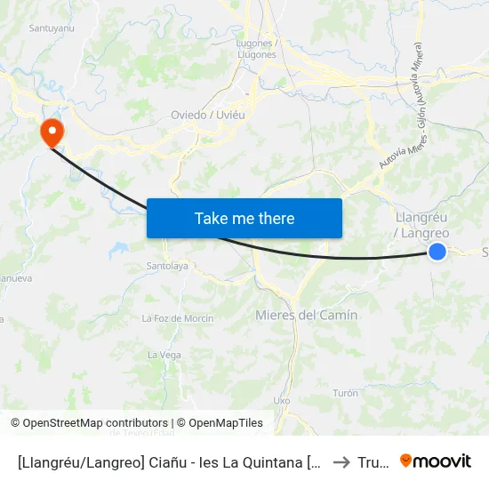 [Llangréu/Langreo]  Ciañu - Ies La Quintana [Cta 00429] to Trubia map