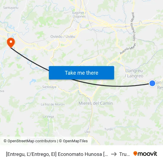 [Entregu, L'/Entrego, El]  Economato Hunosa [Cta 00437] to Trubia map