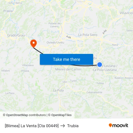 [Blimea]  La Venta [Cta 00449] to Trubia map