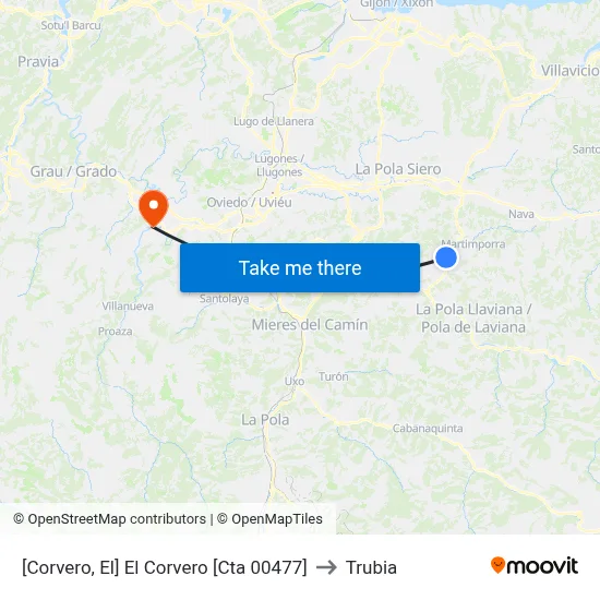 [Corvero, El]  El Corvero [Cta 00477] to Trubia map
