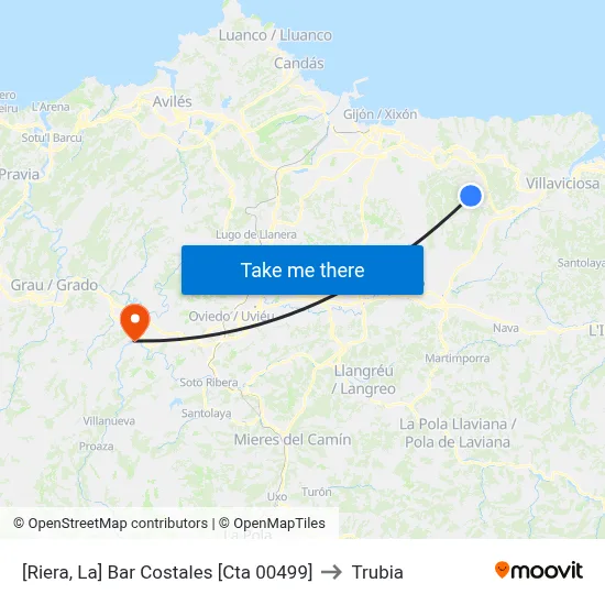 [Riera, La]  Bar Costales [Cta 00499] to Trubia map