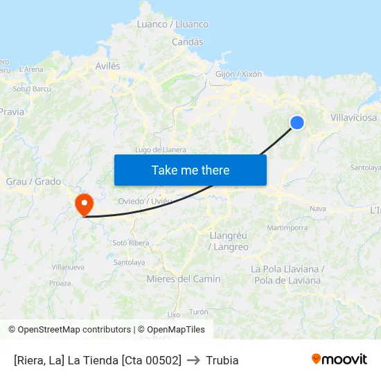 [Riera, La]  La Tienda [Cta 00502] to Trubia map