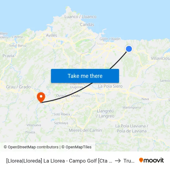 [Llorea|Lloreda]  La Llorea - Campo Golf [Cta 00547] to Trubia map