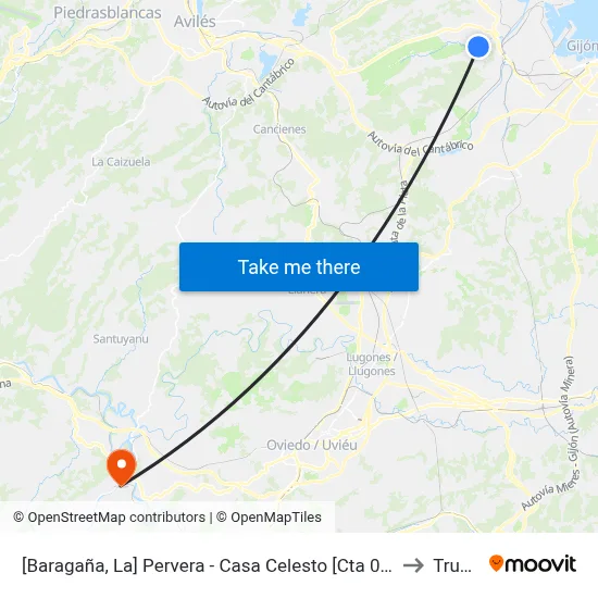 [Baragaña, La]  Pervera - Casa Celesto [Cta 00583] to Trubia map