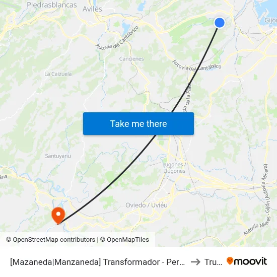 [Mazaneda|Manzaneda]  Transformador - Pervera [Cta 00587] to Trubia map